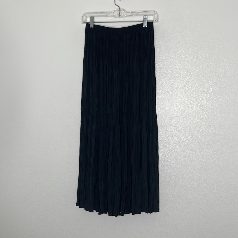 Modern Citizen Black Galena Tiered Ruched Midi A Line Skirt Size Small - Picture 6 of 6